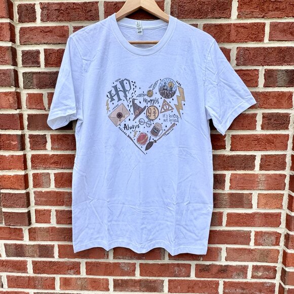 Halloween Tee Shirt HP Wizard Heart Large White Bella Canvas - Picture 2 of 8
